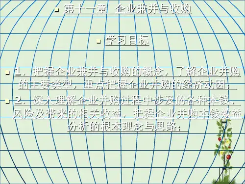 企业兼并与收购学习目标1掌握企业兼并与收购的