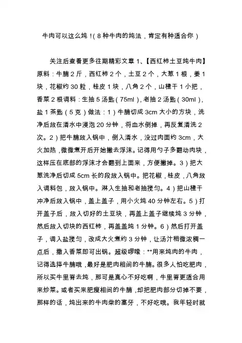 牛肉可以这么炖!(8种牛肉的炖法,肯定有种适合你)