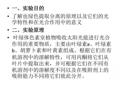 实验五 叶绿体色素的提取、分离及理化性质的鉴定