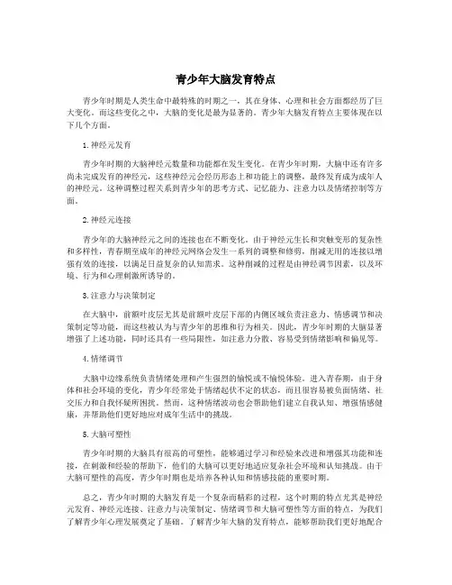 青少年大脑发育特点