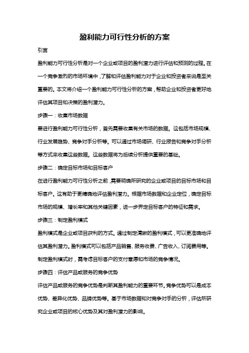 盈利能力可行性分析的方案