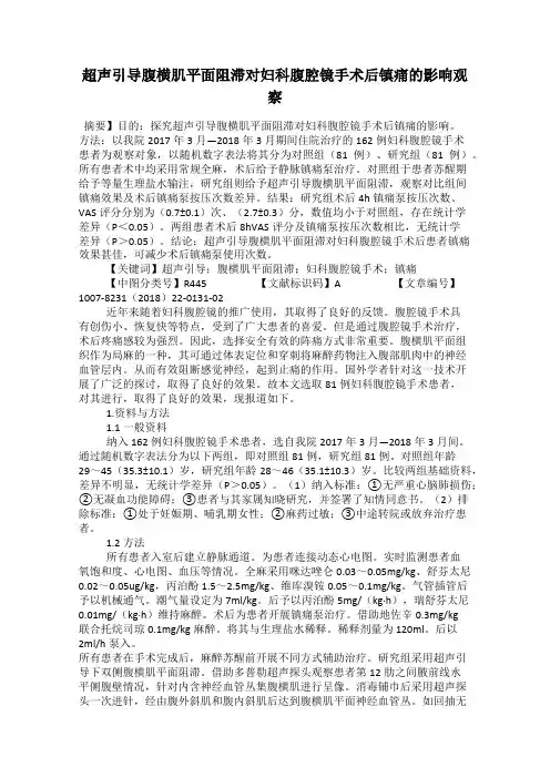 超声引导腹横肌平面阻滞对妇科腹腔镜手术后镇痛的影响观察