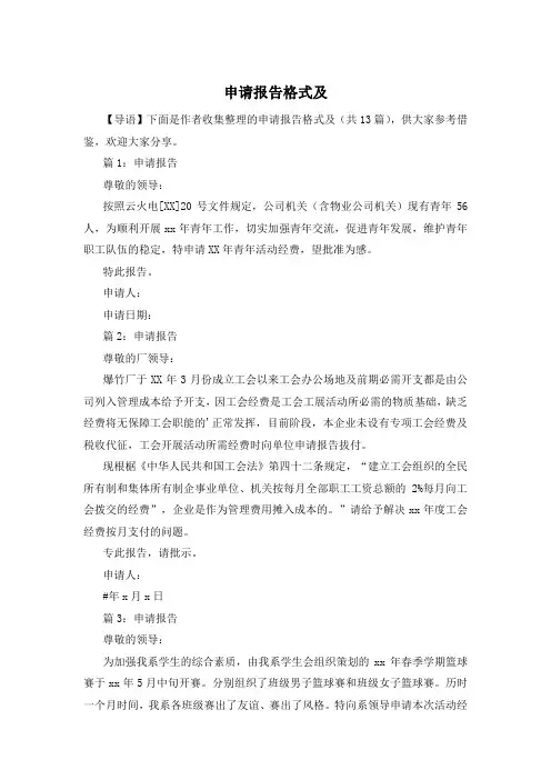 申请报告格式及