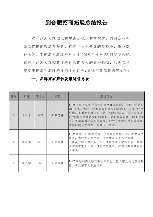 到合肥招商拓展总结报告