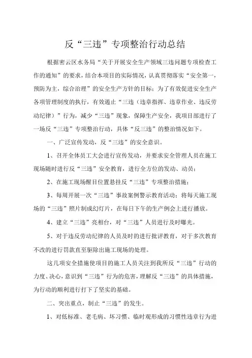 反三违活动总结报告(参考模板)