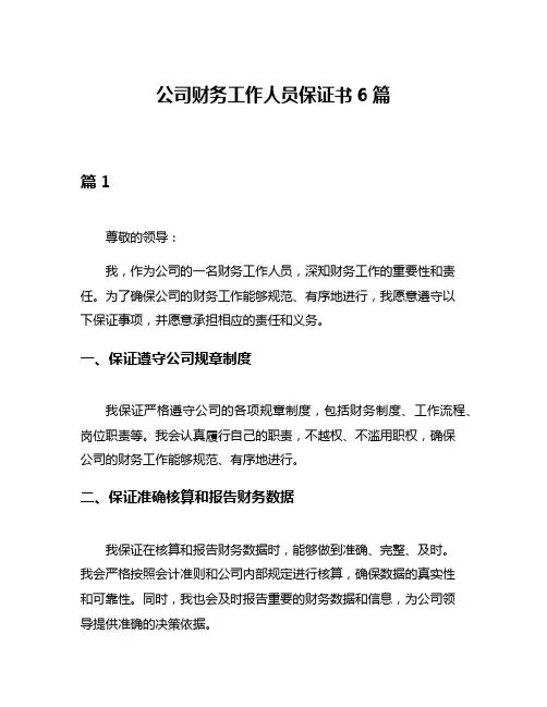 公司财务工作人员保证书6篇