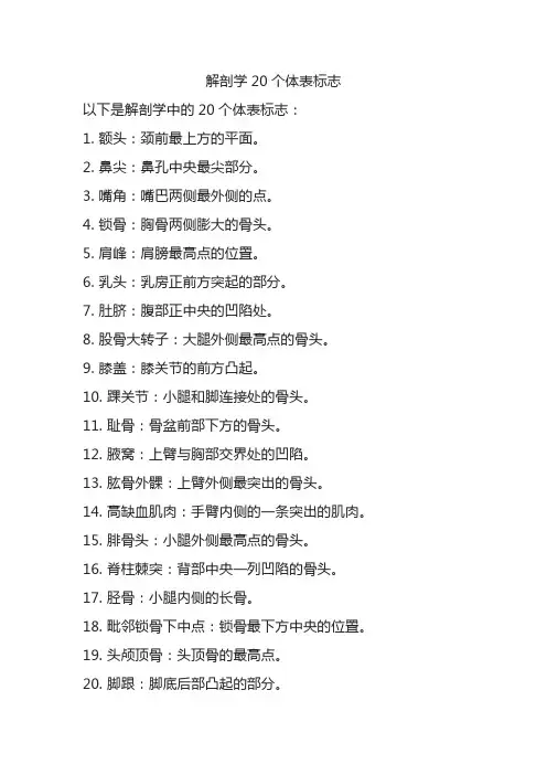 解剖学20个体表标志
