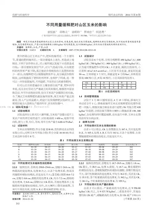 不同用量缓释肥对山区玉米的影响