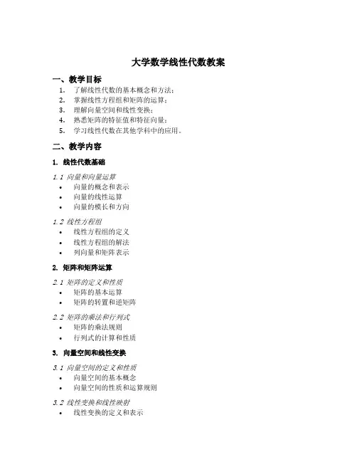大学数学线性代数教案
