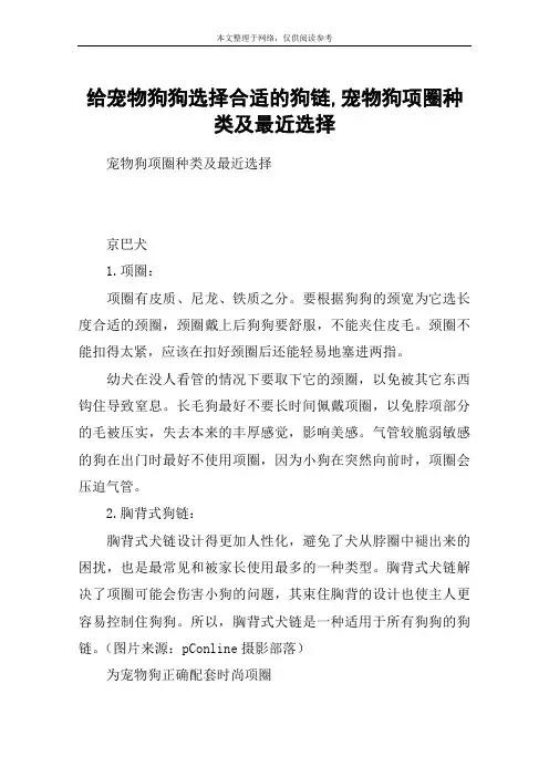 给宠物狗狗选择合适的狗链,宠物狗项圈种类及最近选择