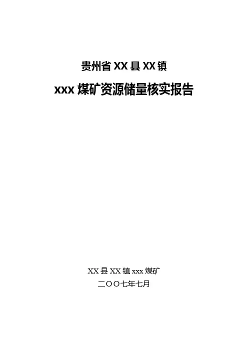煤矿资源储量核实报告 精品