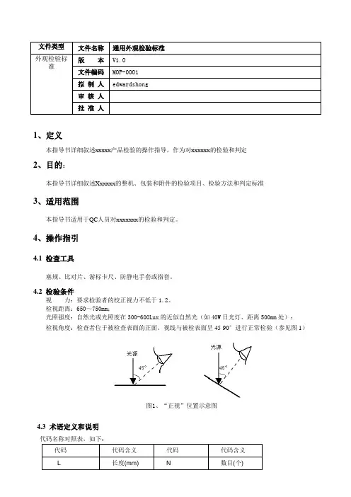 通用外观检验标准V1 0(试用版)- 1013