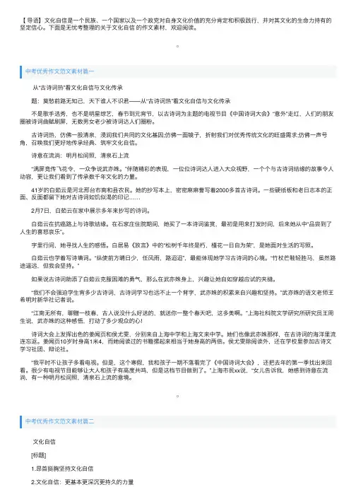 中考优秀作文范文素材：文化自信