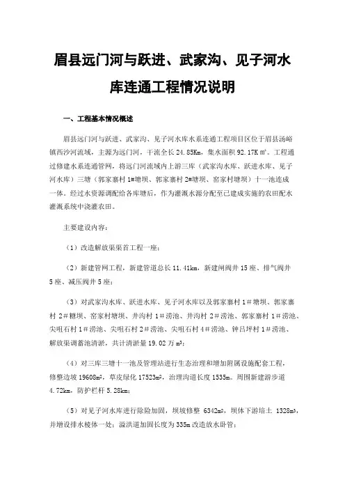 眉县远门河与跃进、武家沟、见子河水库连通工程情况说明
