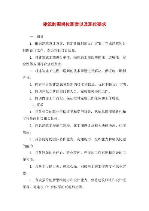 建筑制图岗位职责以及职位要求