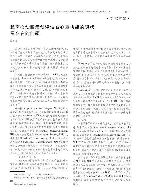 超声心动图无创评估右心室功能的现状及存在的问题