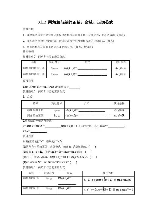 学案6：3.1.2 两角和与差的正弦、余弦、正切公式