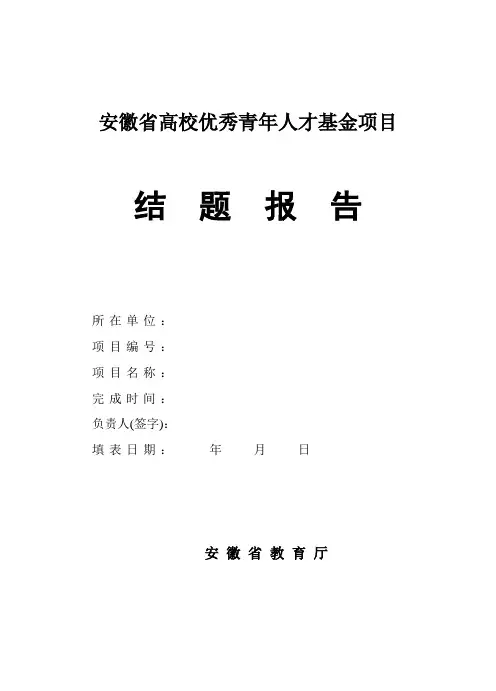 安徽省高校优秀青年人才基金项目