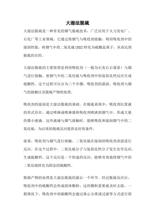 大湿法脱硫