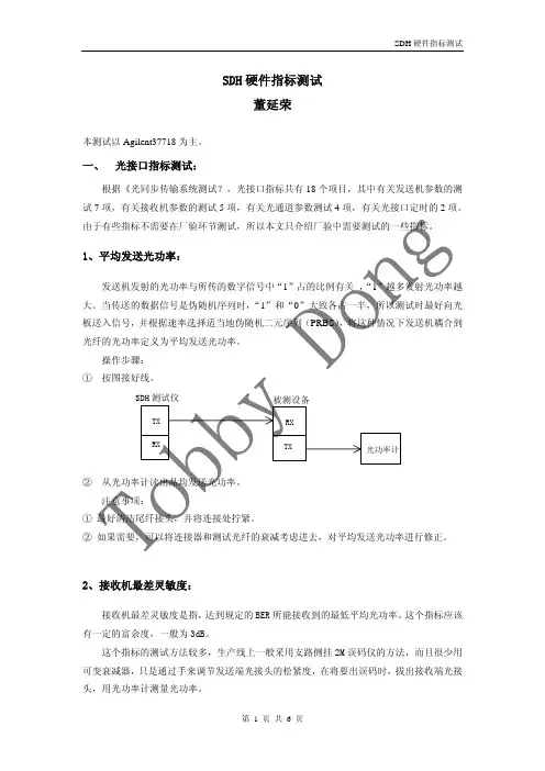 SDH硬件指标测试