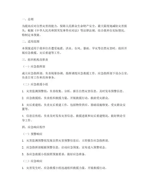 自然灾害专项应急预案方案