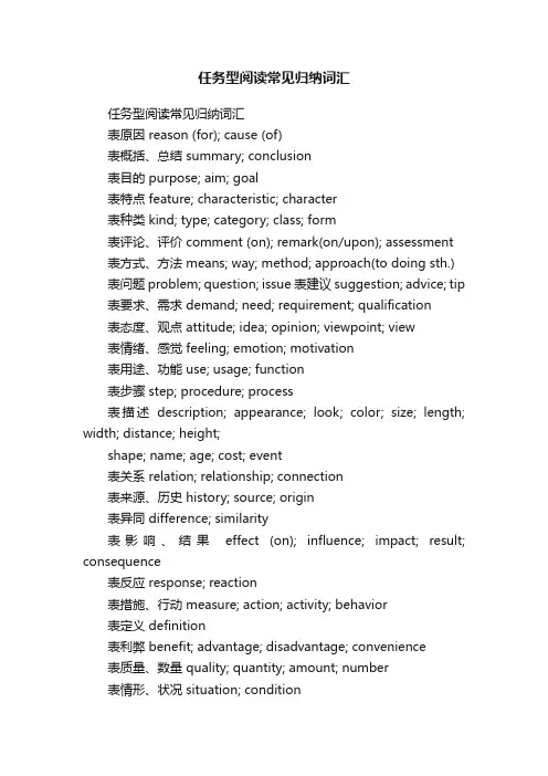 任务型阅读常见归纳词汇