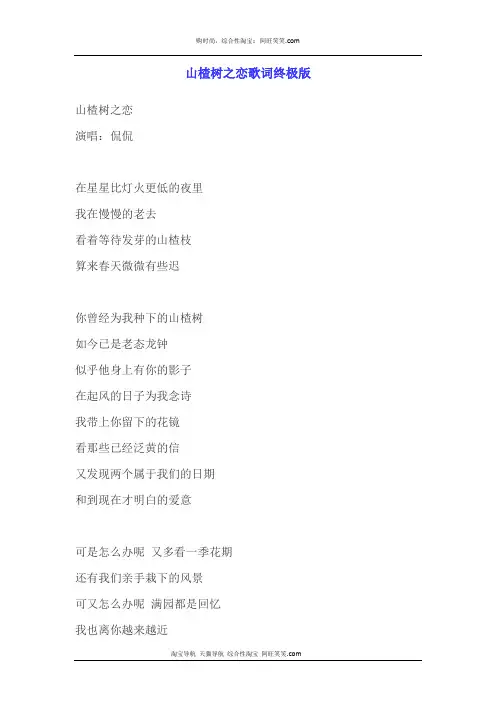 山楂树之恋歌词终极版