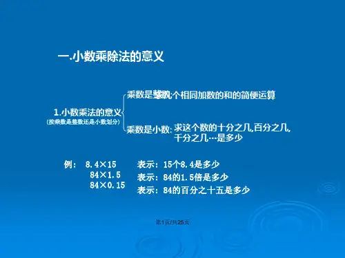 人教五年级数学上册总复习小数乘除法