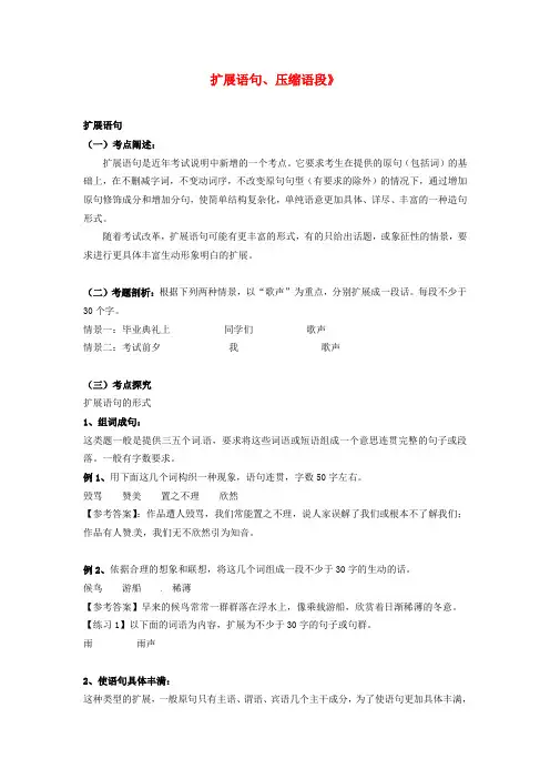 福建省高考语文一轮复习21《扩展语句、压缩语段》精品教案