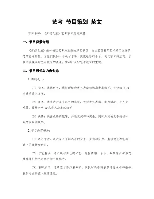 艺考 节目策划 范文