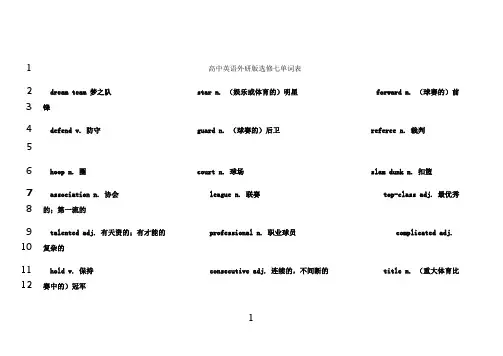 最新高中英语外研版选修七单词表(打印整理版)