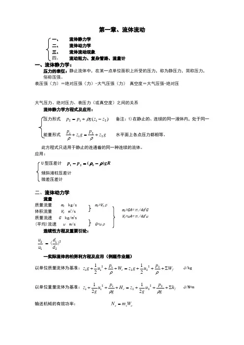 化工原理知识点总结复习重点