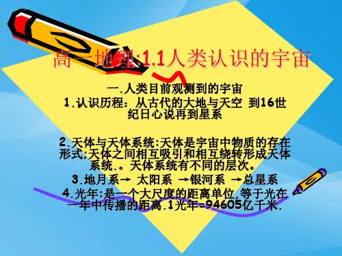 高一地理1.1人类认识的宇宙地理课件PPT