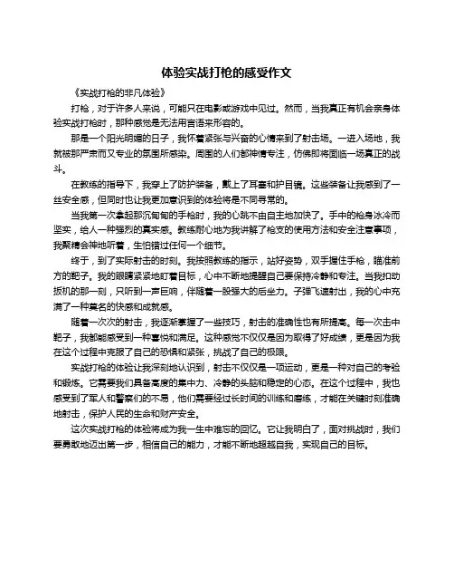 体验实战打枪的感受作文