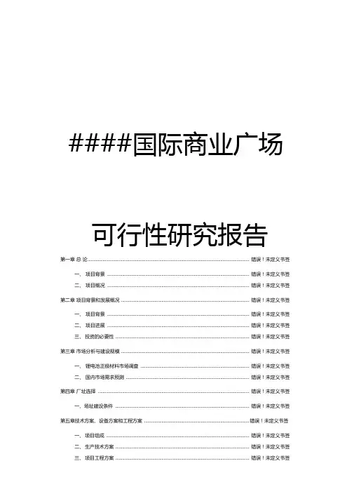 绵阳国际广场建设项目可行性研究报告