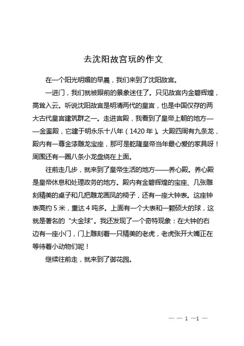 去沈阳故宫玩的作文
