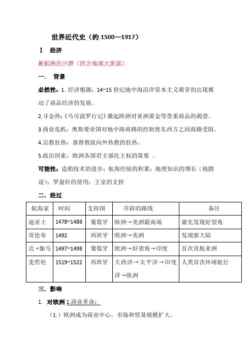 世界近代史(甘棠个人总结笔记)