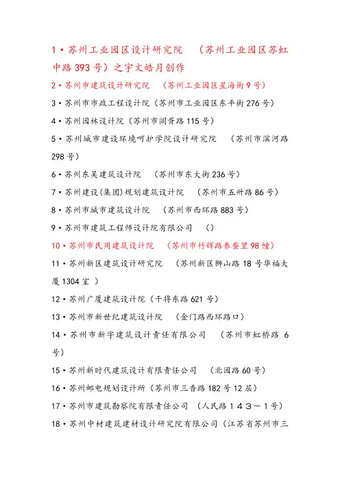苏州设计院名单