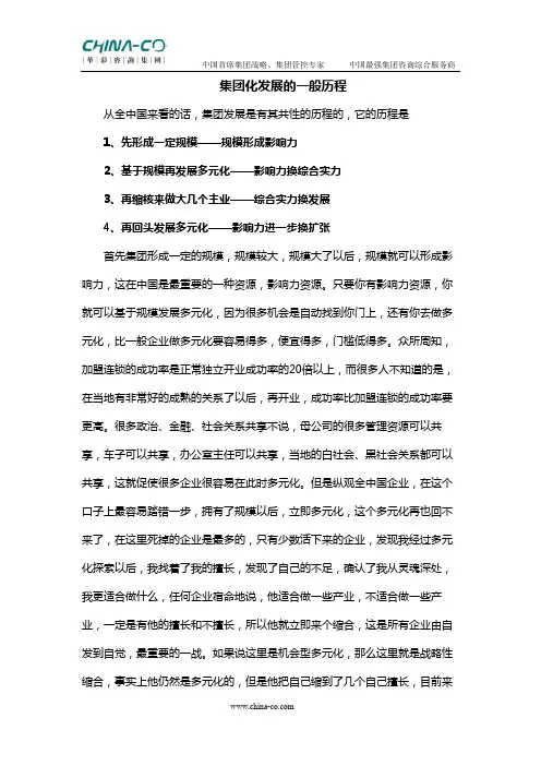集团化发展的一般历程