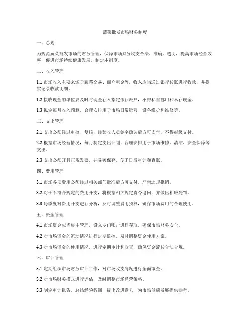 蔬菜批发市场财务制度