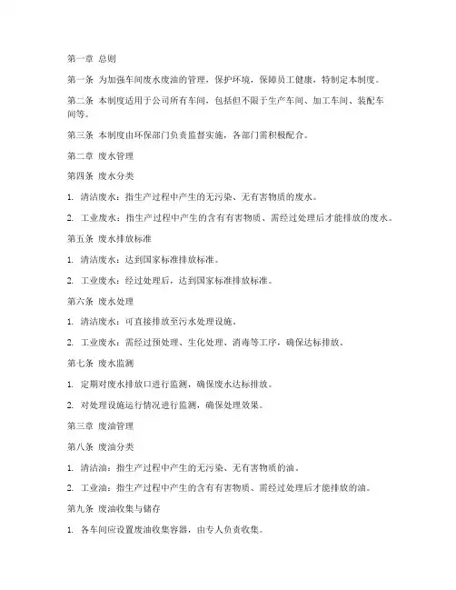 车间废水废油管理制度范本