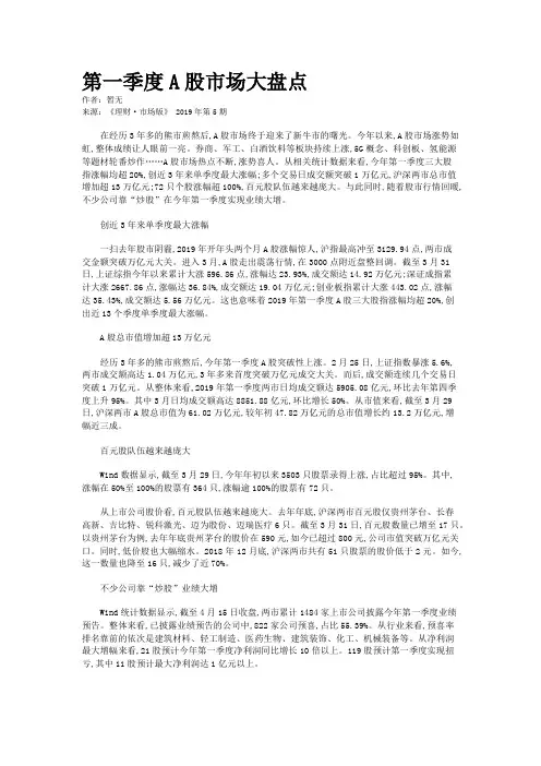 第一季度A股市场大盘点