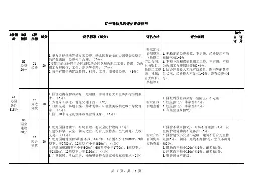 辽宁省幼儿园评估定级标准