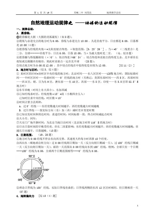 专题一 地球运动规律
