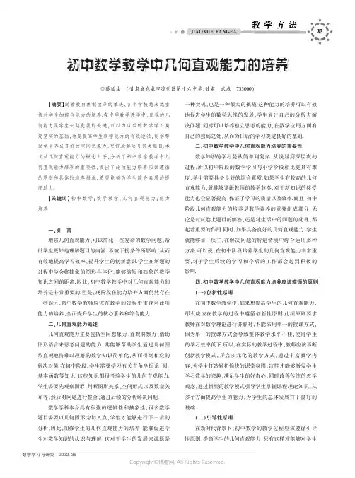 初中数学教学中几何直观能力的培养