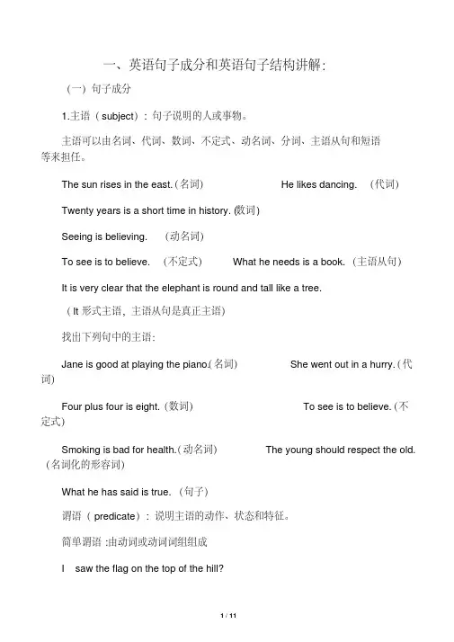 英语句子成分和英语句子结构讲解