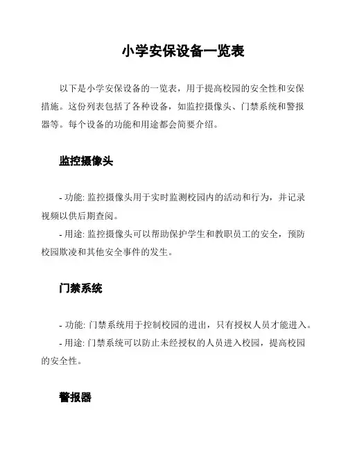 小学安保设备一览表