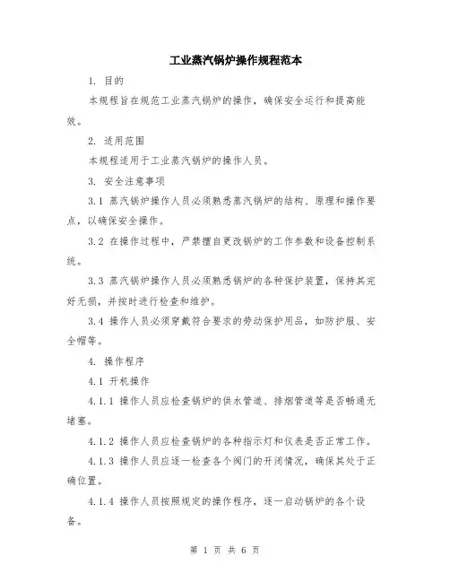 工业蒸汽锅炉操作规程范本（2篇）