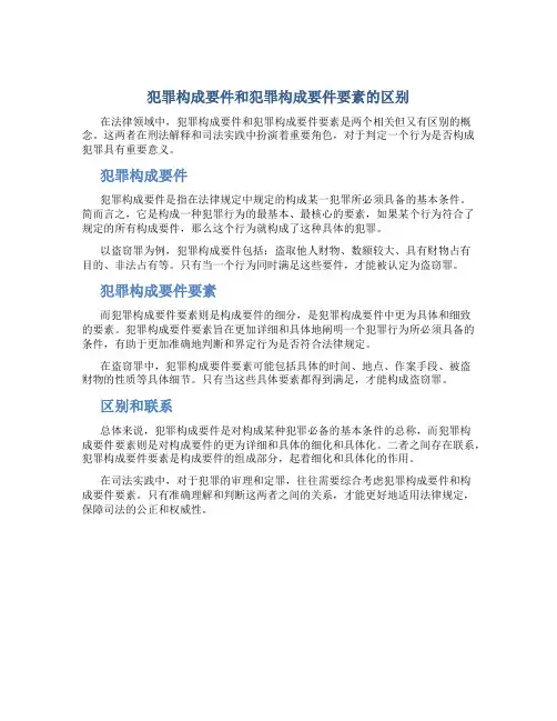 犯罪构成要件和犯罪构成要件要素的区别
