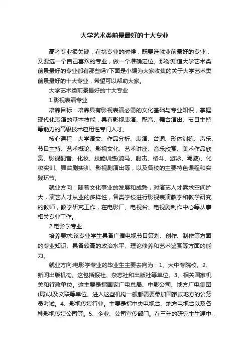 大学艺术类前景最好的十大专业
